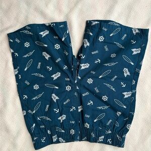 Navy Blue Surf Print Shorts